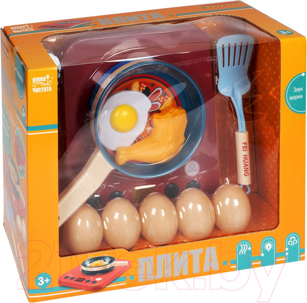 Изображение товара Кухонная плита игрушечная Bondibon Кухня и чистота со сковородой / ВВ5382