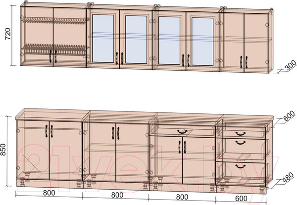 Изображение товара Кухонный гарнитур Интерлиния Мила Крафт 3.0 Б (дуб королевский/дуб снежный)