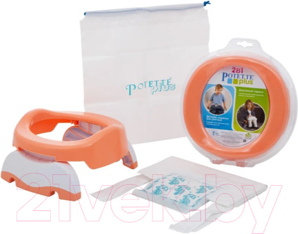 Изображение товара Дорожный горшок Potette Plus 2730 (персиковый, с одноразовыми пакетами)