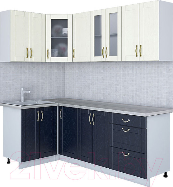 Изображение товара Кухонный гарнитур Интерлиния Мила Крафт 1.2x2.2 (дуб королевский/дуб снежный)