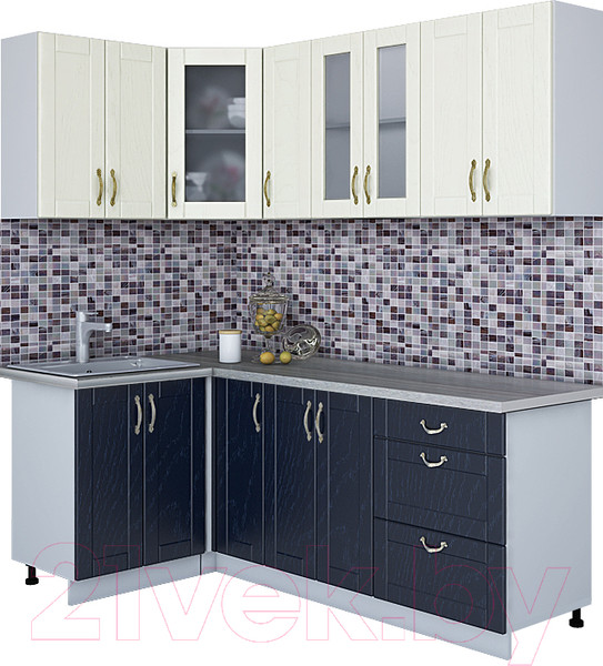 Изображение товара Кухонный гарнитур Интерлиния Мила Крафт 1.2x2.1 (дуб королевский/дуб снежный)