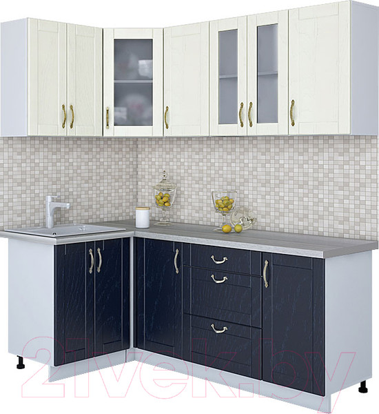 Изображение товара Кухонный гарнитур Интерлиния Мила Крафт 1.2x2.0 (дуб королевский/дуб снежный)