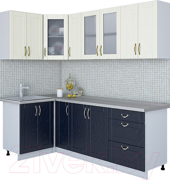Изображение товара Кухонный гарнитур Интерлиния Мила Крафт 1.2x2.3 (дуб королевский/дуб снежный)