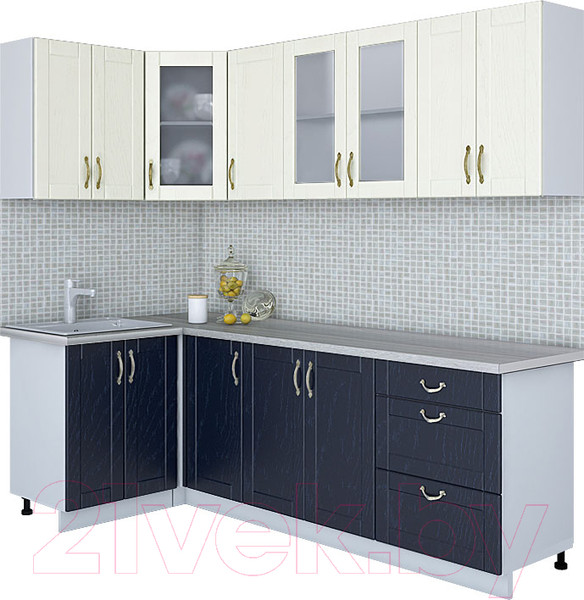 Изображение товара Кухонный гарнитур Интерлиния Мила Крафт 1.2x2.4 (дуб королевский/дуб снежный)