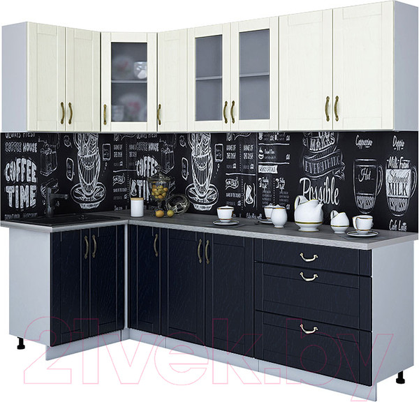 Изображение товара Кухонный гарнитур Интерлиния Мила Крафт 1.2x2.5 (дуб королевский/дуб снежный)