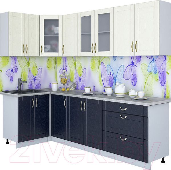 Изображение товара Кухонный гарнитур Интерлиния Мила Крафт 1.2x2.6 (дуб королевский/дуб снежный)