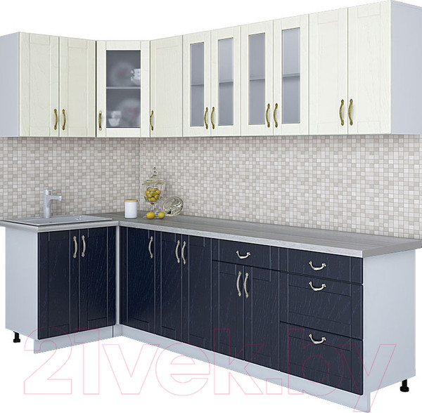 Изображение товара Кухонный гарнитур Интерлиния Мила Крафт 1.2x2.8 (дуб королевский/дуб снежный)