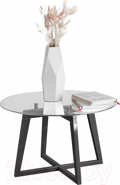 Изображение товара Журнальный столик Мебелик Рилле 445 (серый графит/стекло прозрачное круг)