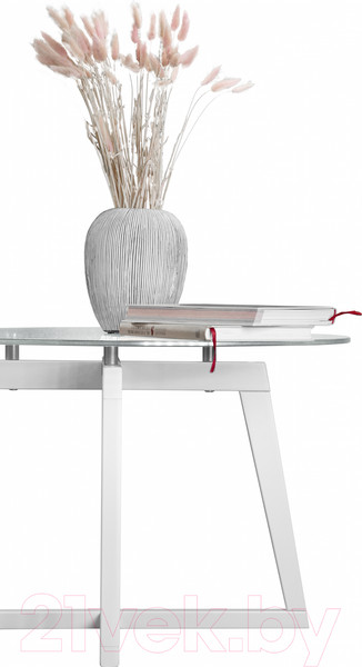 Изображение товара Журнальный столик Мебелик Рилле 445 (белый/стекло прозрачное круг)