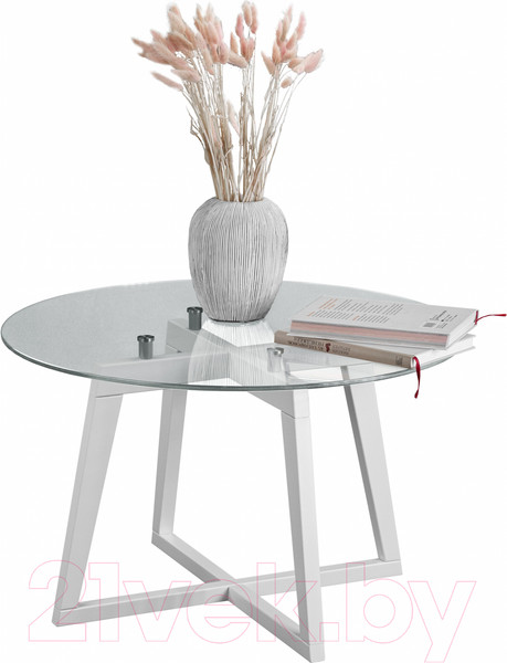 Изображение товара Журнальный столик Мебелик Рилле 445 (белый/стекло прозрачное круг)