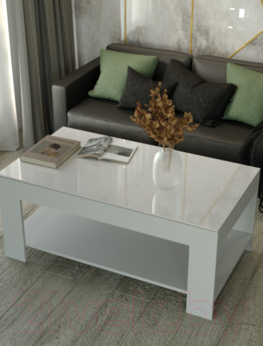 Изображение товара Журнальный столик Мебелик BeautyStyle 26 (графит светлый U708/стекло белое)