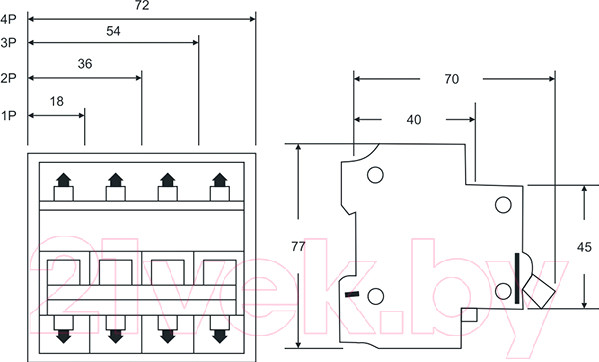 Изображение товара Выключатель автоматический КС ВА 47-39 3Р 32А D / 80913