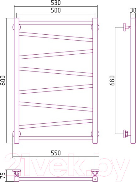 Изображение товара Полотенцесушитель водяной Сунержа Сирокко 80x50 / 00-0253-8050