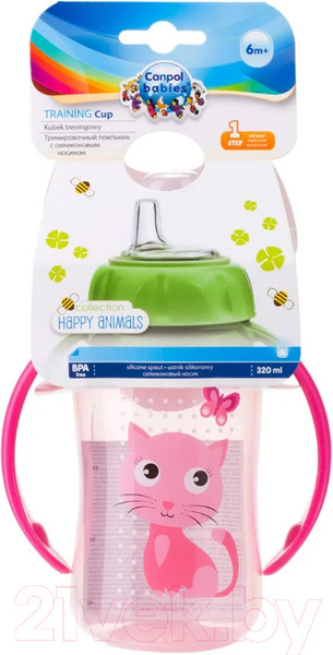 Изображение товара Поильник Canpol Cute Animals / 56/512 (320мл, розовый)