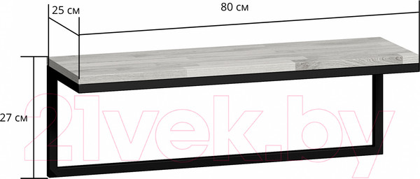 Изображение товара Полка Loftyhome Мальборк Флэт / 1627782 (шимо темный)