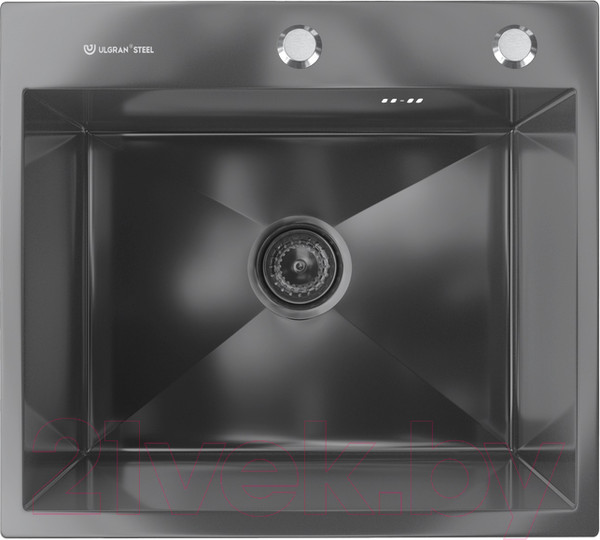 Изображение товара Мойка кухонная Ulgran Steel 50x45 (черная брашированная сталь)