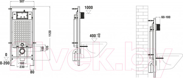Изображение товара Инсталляция для унитаза WeltWasser Marberg 507 (без кнопки)