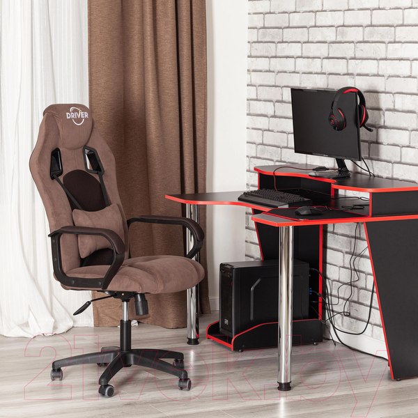 Изображение товара Кресло геймерское Tetchair Driver флок/ткань (коричневый)