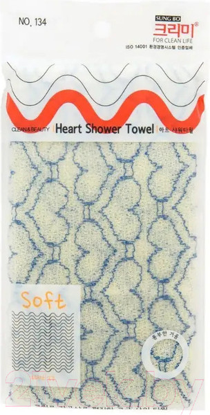 Изображение товара Мочалка для тела Sungbo Cleamy Clean&Beauty Heart Shower Towel (28x95)