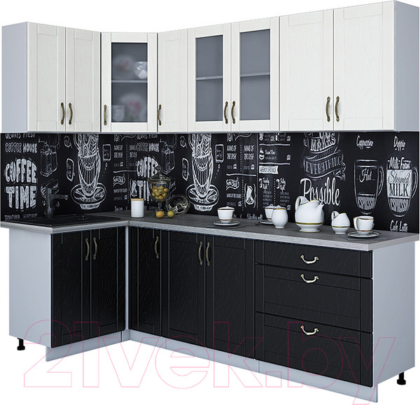 Изображение товара Кухонный гарнитур Интерлиния Мила Крафт 1.2x2.5 (дуб английский/дуб полярный)