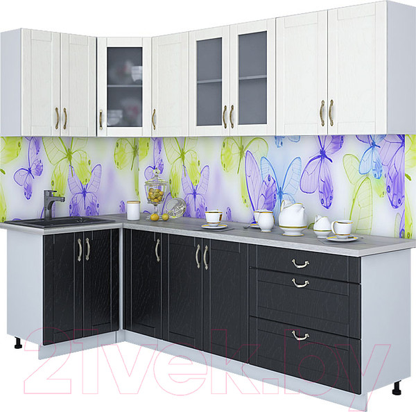 Изображение товара Кухонный гарнитур Интерлиния Мила Крафт 1.2x2.6 (дуб английский/дуб полярный)