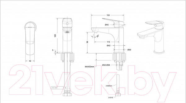 Изображение товара Смеситель Bravat Rhein F1429564BW-9-ENG