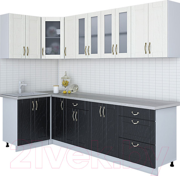 Изображение товара Кухонный гарнитур Интерлиния Мила Крафт 1.2x2.7 (дуб английский/дуб полярный)