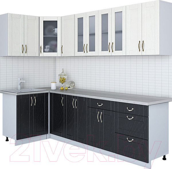 Изображение товара Кухонный гарнитур Интерлиния Мила Крафт 1.2x2.8 (дуб английский/дуб полярный)