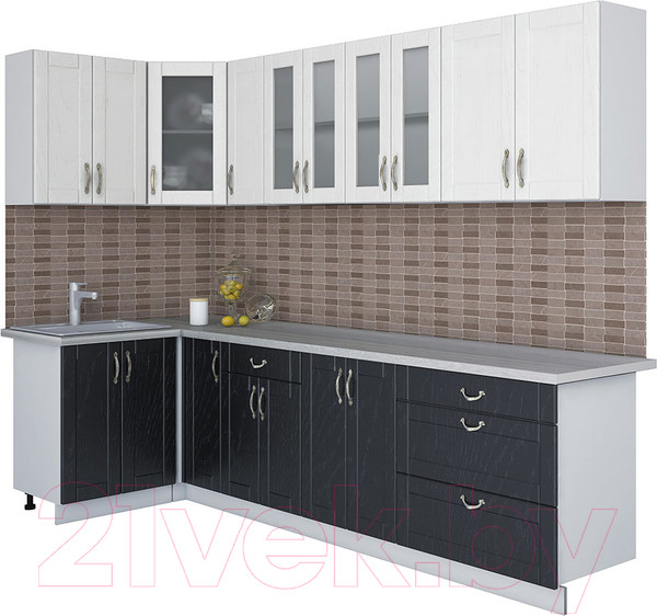 Изображение товара Кухонный гарнитур Интерлиния Мила Крафт 1.2x2.9 (дуб английский/дуб полярный)