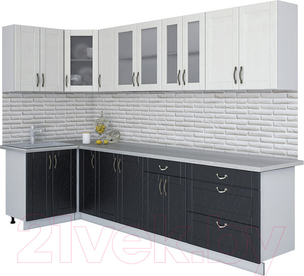 Изображение товара Кухонный гарнитур Интерлиния Мила Крафт 1.2x3.1 (дуб английский/дуб полярный)