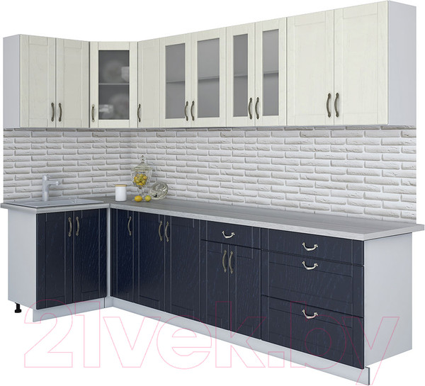 Изображение товара Кухонный гарнитур Интерлиния Мила Крафт 1.2x3.1 (дуб королевский/дуб снежный)