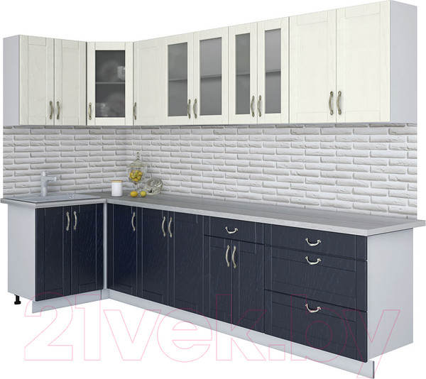 Изображение товара Кухонный гарнитур Интерлиния Мила Крафт 1.2x3.2 (дуб королевский/дуб снежный)