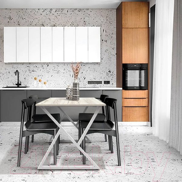 Изображение товара Обеденный стол Millwood Дели Л18 100x70x75 (дуб белый крафт/металл белый)