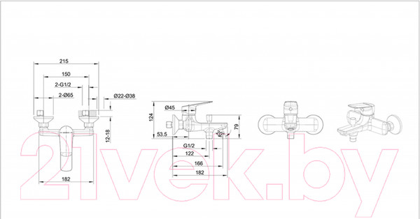 Изображение товара Смеситель Bravat Rhein F6429564BW-01-ENG