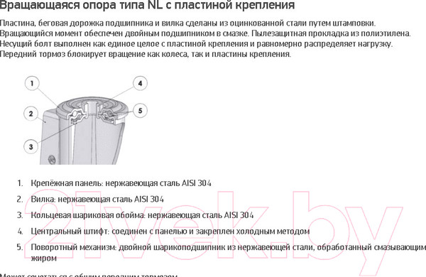 Изображение товара Опора колесная для тележки складской Tellure Rota 606601
