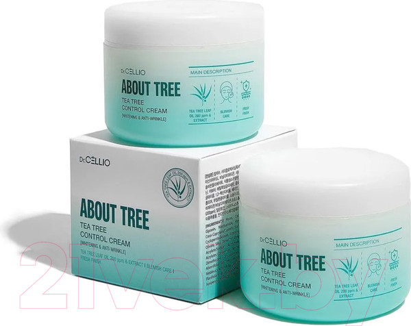 Изображение товара Крем для лица Dr. Cellio About Tree Teatree Control Cream Whitening & Anti-Wrinkle  (90мл)