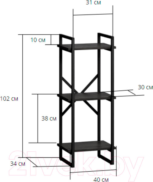 Изображение товара Стеллаж Loftyhome Мальборк Рант 40 / 1628093 (мрамор блэк)