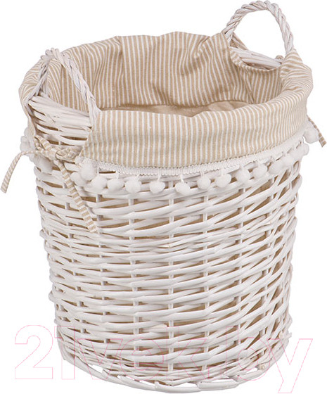 Изображение товара Корзина для белья Natural House Колокольчик круглая 330x330x400 / EW-41 M (белый)