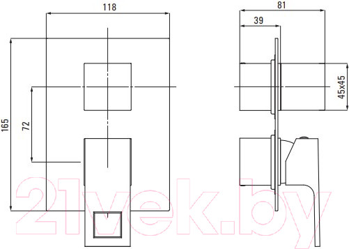 Изображение товара Внешняя часть смесителя скрытого монтажа Deante Anemon Bis Nero Box BXY NBZM