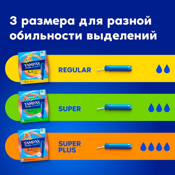 Изображение товара Тампоны гигиенические Tampax Compak Pearl Super (16шт)