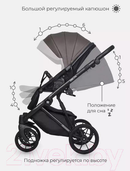 Изображение товара Детская универсальная коляска Riko Basic Delta Ecco 2 в 1 (12/мокко)