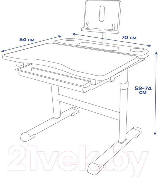 Изображение товара Парта+стул Anatomica Avgusta с ящиком и подставкой (белый/розовый)