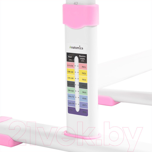 Изображение товара Парта+стул Anatomica Avgusta с ящиком и подставкой (белый/розовый)