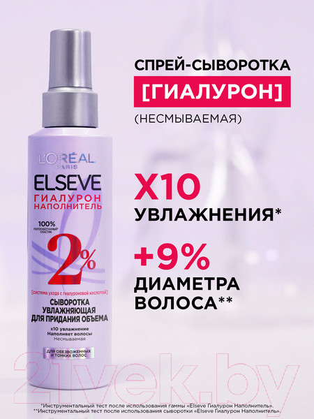 Изображение товара Сыворотка для волос L'Oreal Paris Elseve Гиалурон Наполнитель Увлажняющая для объема (150мл)