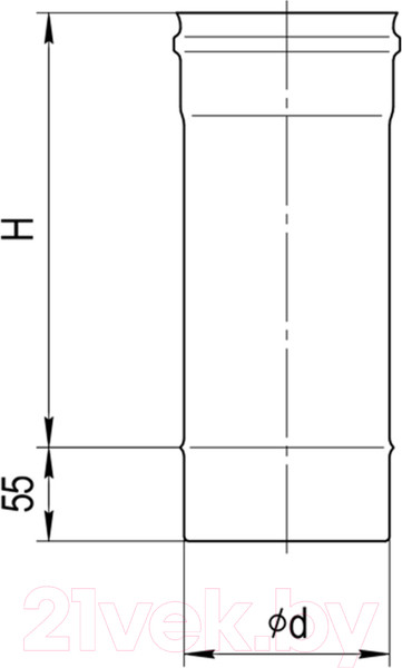 Изображение товара Труба вытяжная Ferrum 1.0 м Ф150 / f6124 (430/0.8 мм/эмаль 600°/черный)