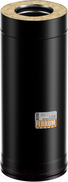 Изображение товара Труба вытяжная Ferrum 0.5м 430/0.8мм+ нерж /эмаль/600° черный Ф150x210 / f6128