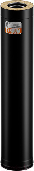 Изображение товара Труба вытяжная Ferrum 1.0м 430/0.8мм + нерж /эмаль/600° черный Ф115x200 / f6114