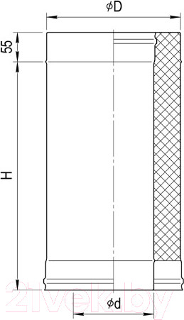 Изображение товара Труба вытяжная Ferrum 1.0м 430/0.8мм + нерж /эмаль/600° черный Ф115x200 / f6114