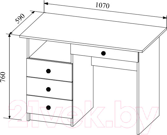 Изображение товара Письменный стол ДСВ МС Ki-Ki СТД 1070.1 (белый)