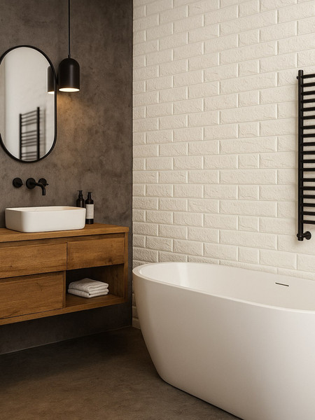 Изображение товара Панель ПВХ Lako Decor Самоклеящаяся Классический кирпич 70x77(5мм) / LKD-01-04-01 (белый)